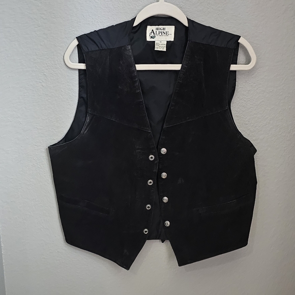 Vintage Black Suede Leather Motorcycle Vest Size Medium - Picture 2 of 10
